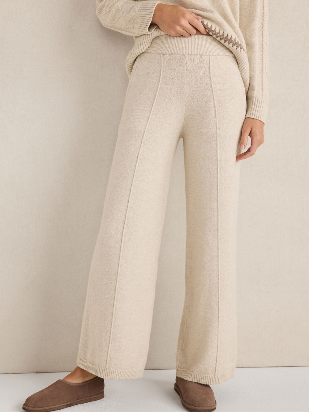 Haven Well Within Organic Cotton Pintuck Wide Leg Pants Chantrelle XL